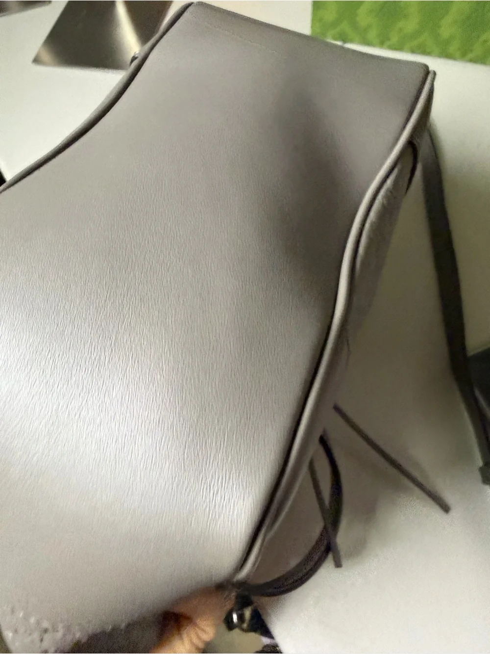 Gucci Microguccissima Bree Small Tote Gray Leather Crossbody Satchel Like New